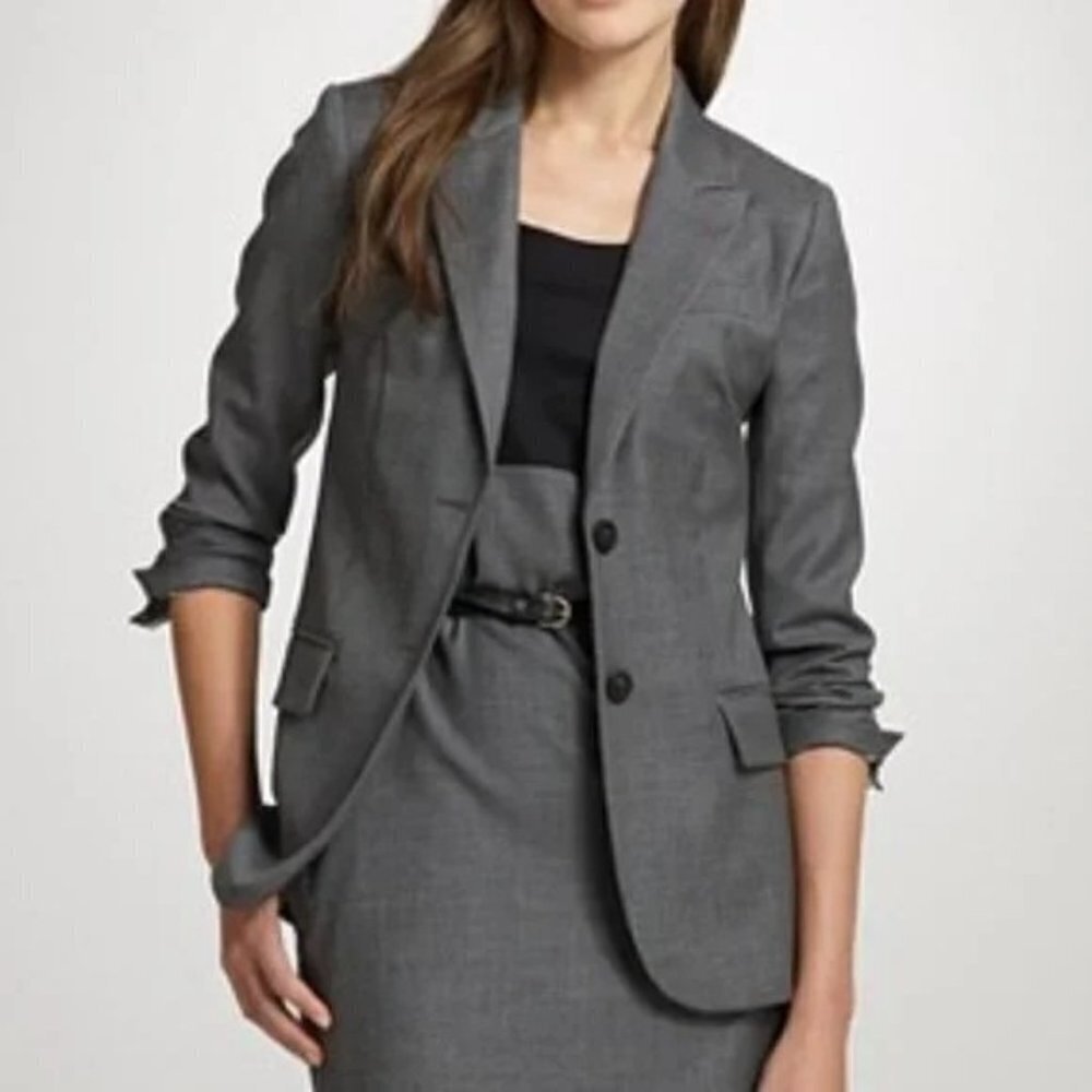 J.CREW Women's Gray Super 120's 100% Wool Tailored Single Breasted Suit Blazer 2